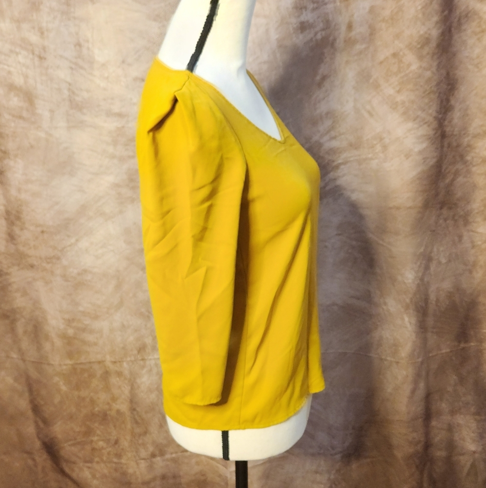 Mexx V-Neck Blouse – Mustard Yellow – Size 4 - Picture 2 of 6